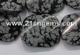 COB59 22*26mm twisted rectangle Chinese snowflake obsidian beads