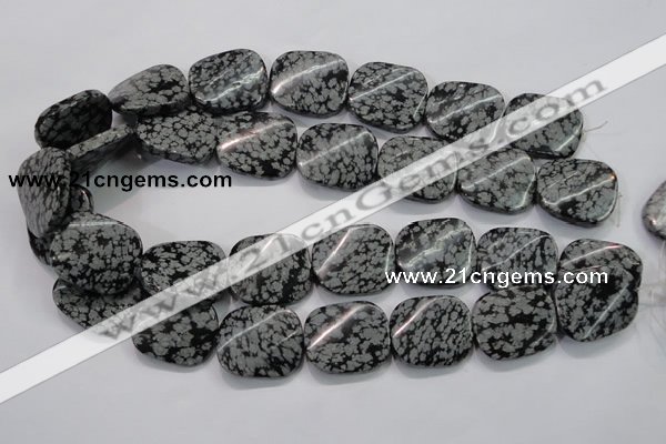 COB59 22*26mm twisted rectangle Chinese snowflake obsidian beads