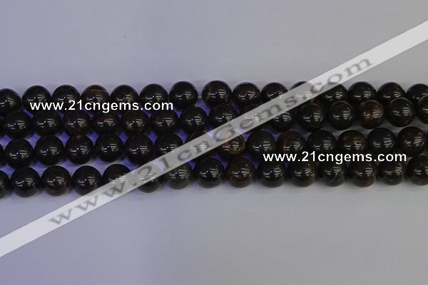 COB654 15.5 inches 12mm round gold black obsidian beads wholesale