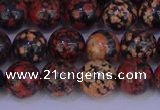 COB663 15.5 inches 10mm round red snowflake obsidian beads