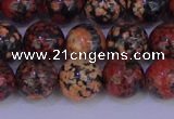 COB664 15.5 inches 12mm round red snowflake obsidian beads