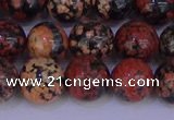 COB665 15.5 inches 14mm round red snowflake obsidian beads