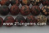 COB672 15.5 inches 8mm round matte red snowflake obsidian beads