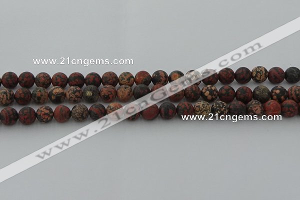 COB672 15.5 inches 8mm round matte red snowflake obsidian beads