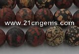 COB673 15.5 inches 10mm round matte red snowflake obsidian beads