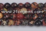 COB676 15.5 inches 4mm faceted round red snowflake obsidian beads