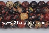 COB677 15.5 inches 6mm faceted round red snowflake obsidian beads