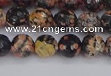 COB678 15.5 inches 8mm faceted round red snowflake obsidian beads