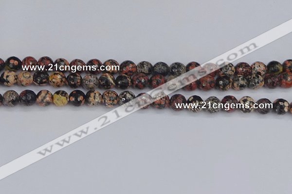 COB678 15.5 inches 8mm faceted round red snowflake obsidian beads