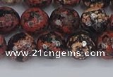 COB679 15.5 inches 10mm faceted round red snowflake obsidian beads