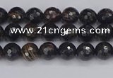 COB684 15.5 inches 4mm faceted round golden black obsidian beads