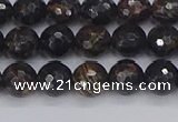 COB685 15.5 inches 6mm faceted round golden black obsidian beads