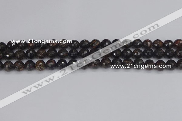 COB686 15.5 inches 8mm faceted round golden black obsidian beads