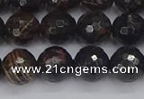 COB687 15.5 inches 10mm faceted round golden black obsidian beads