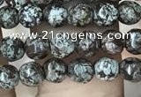 COB690 15.5 inches 4mm faceted round Chinese snowflake obsidian beads