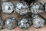 COB693 15.5 inches 10mm faceted round Chinese snowflake obsidian beads