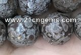 COB695 15.5 inches 14mm faceted round Chinese snowflake obsidian beads