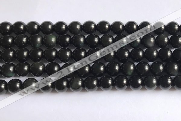 COB722 15.5 inches 8mm round black obsidian gemstone beads