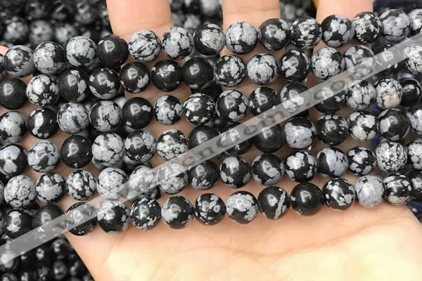 COB760 15.5 inches 8mm round snowflake obsidian beads wholesale