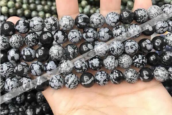 COB761 15.5 inches 10mm round snowflake obsidian beads wholesale