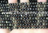 COB765 15.5 inches 4mm round golden obsidian beads wholesale