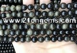 COB767 15.5 inches 8mm round golden obsidian beads wholesale