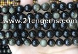 COB769 15.5 inches 12mm round golden obsidian beads wholesale