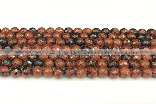 COB775 15 inches 6mm faceted round mahogany obsidian beads