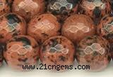 COB776 15 inches 8mm faceted round mahogany obsidian beads