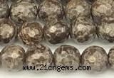 COB780 15 inches 6mm faceted round Chinese snowflake obsidian beads