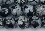 COB790 15 inches 8mm round snowflake obsidian beads, 2mm hole