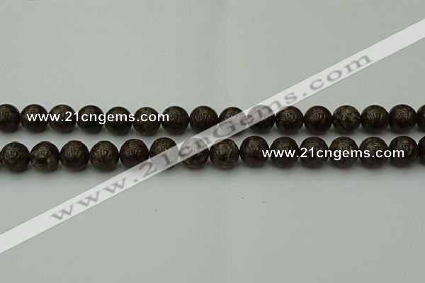 COB803 15.5 inches 10mm round red snowflake obsidian beads