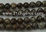 COB810 15.5 inches 4mm faceted round red snowflake obsidian beads