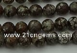 COB811 15.5 inches 6mm faceted round red snowflake obsidian beads