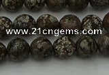 COB812 15.5 inches 8mm faceted round red snowflake obsidian beads