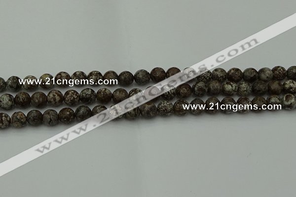 COB812 15.5 inches 8mm faceted round red snowflake obsidian beads