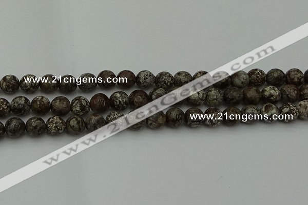 COB813 15.5 inches 10mm faceted round red snowflake obsidian beads