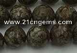 COB815 15.5 inches 14mm faceted round red snowflake obsidian beads