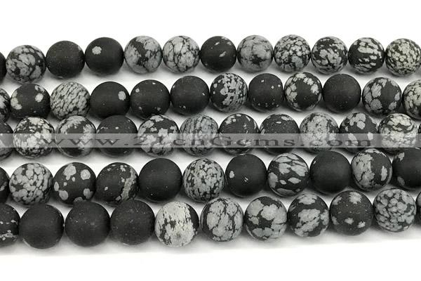 COB828 15 inches 10mm round matte snowflake obsidian beads