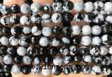 COB872 15 inches 8mm faceted round snowflake obsidian beads wholesale