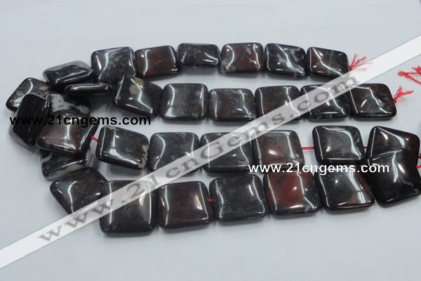 COJ04 15.5 inches 25*25mm square blood jasper gemstone beads