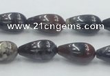 COJ08 15.5 inches 10*20mm teardrop blood jasper gemstone beads