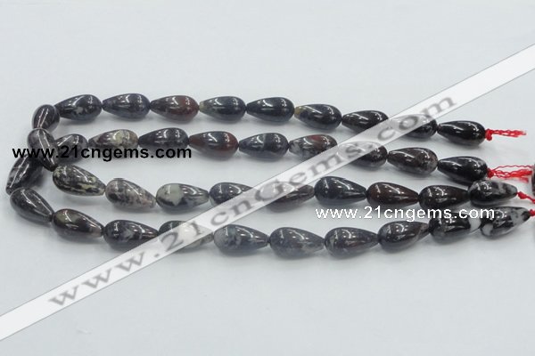 COJ08 15.5 inches 10*20mm teardrop blood jasper gemstone beads