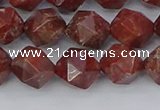 COJ1008 15.5 inches 10mm faceted nuggets pomegranate jasper beads