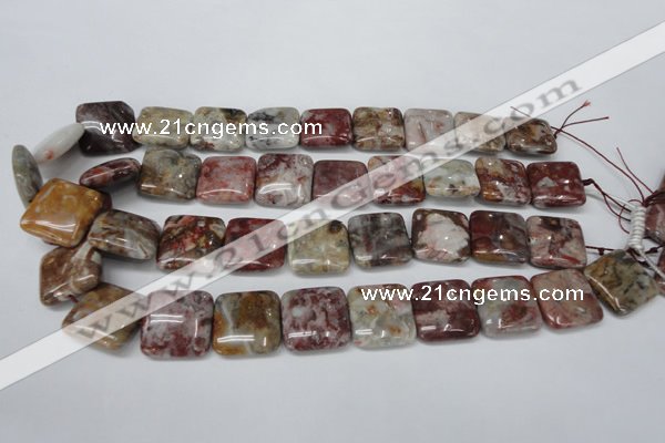COJ216 15.5 inches 20*20mm square blood stone beads wholesale