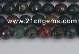 COJ310 15.5 inches 4mm faceted round Indian bloodstone beads