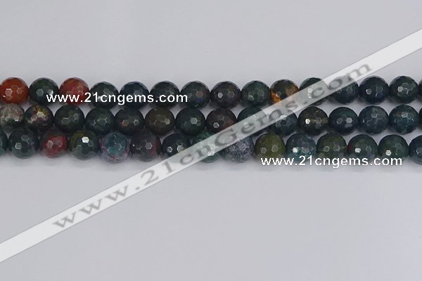 COJ313 15.5 inches 10mm faceted round Indian bloodstone beads