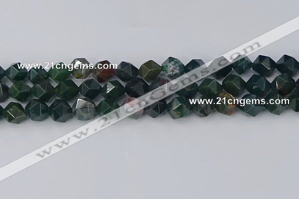 COJ323 15.5 inches 12mm faceted nuggets Indian bloodstone beads