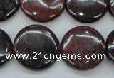 COJ35 15.5 inches 22mm flat round blood jasper gemstone beads