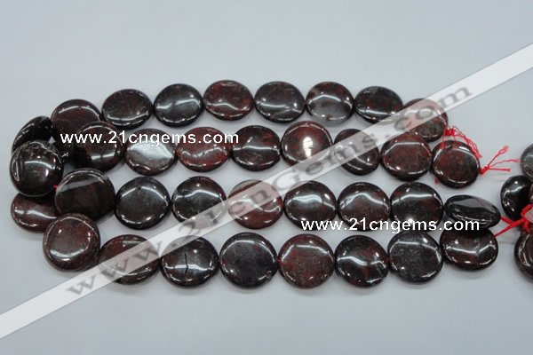 COJ35 15.5 inches 22mm flat round blood jasper gemstone beads